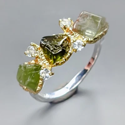 Handmade jewelry Natural Tourmaline Ring 925 Sterling Silver Size 7 /R435998 - Image 1 of 4