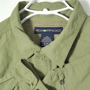 EXOFFICIO Button Shirt Men's XL Green Vented Long Sleeve Zip Pocket Performance - Picture 1 of 8