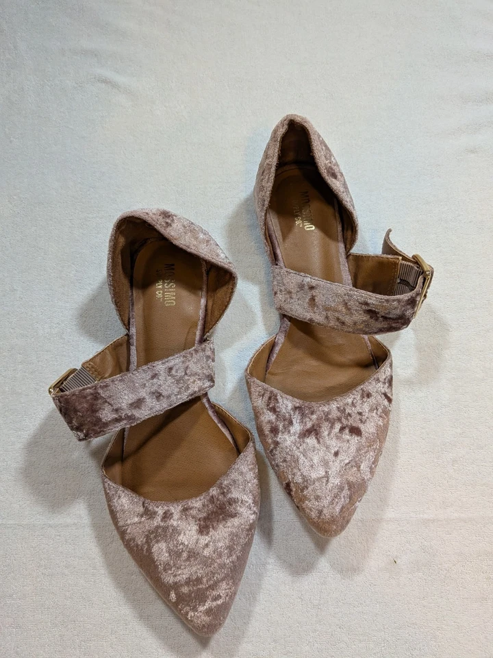 mossimo velvet strap flats size 7 pointed toe dusty pink - Imagem 1 de 4