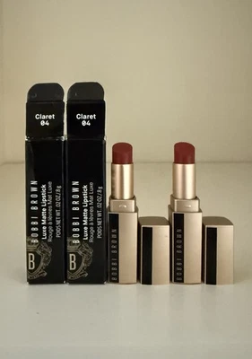 Lote de 2 batom fosco Bobbi Brown Luxe # 04 Claret, tamanho mini 0,02 oz/0,8 g cada  - Imagem 1 de 3