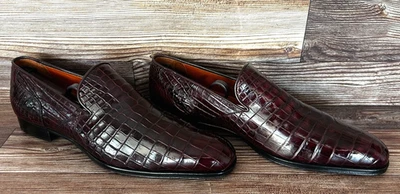 RARE! $1000+ MEZLAN PLATINUM Genuine Crocodile Alligator Loafers Shoes Boots 9 - Image 1 of 4