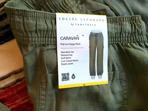 PANTALONE CARGO SANCTUARY CARAVAN PULL ON M FIELD VERDE COULISSE GAMBA RILASSATA $109 - Foto 1 di 5