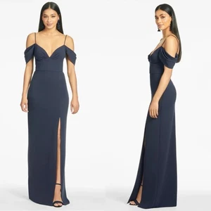 Sachin & Babi Brittany Off the shoulder Gown NAVY Sz 16W sweetheart neckline - Picture 1 of 10