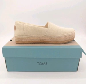 Zapato Plataforma TOMS Valencia Beige Plano Mujer 10 Lino Metálico Natural Oscuro 1.5" - Imagen 1 de 19