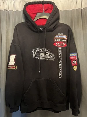 Sudadera con Capucha Pullover Big Dogs Racing Negra Años 2000 Talla Grande Foto 1 de 4