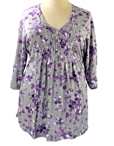 NUEVA Blusa Babydoll Mujer Interior Multicolor Talla Grande 2X Caja Smocking Pliegues - Imagen 1 de 4