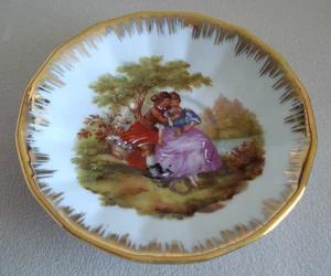 "Pareja de cortejo de plato Limoges de colección detalles pintados a mano y oro 4 3/4"" de diámetro" Como nuevo - Imagen 1 de 6