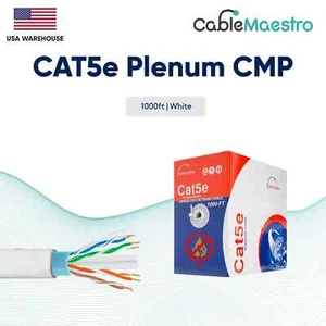 Caja de cable sólido LAN Ethernet CMP red CMP blanco Plenum CAT5e 1000 ft cable 24 AWG - Imagen 1 de 2