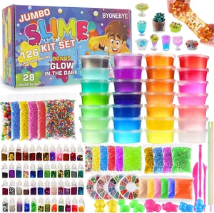 126 Pcs DIY Slime Making Kit for Girls Boys - Birthday Idea for Kids Age 5+. Ult - Picture 1 of 12
