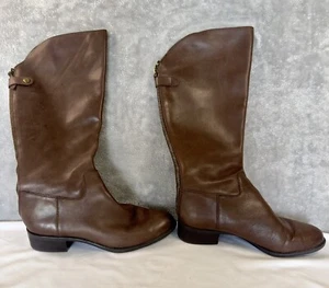Franco Sarto Brown Leather Zip Up Castor Tall Equestrian Riding Boots Size 11 - Picture 1 of 6