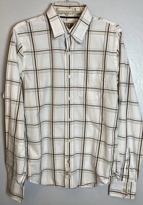 Camisa Y2K Ruehl Nº 925 Abotonada Para Hombre Talla L Blanca Marrón A Cuadros Informal Foto 1 de 4