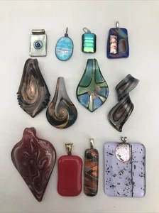 Lot of 12 Art Glass Pendants Vintage - Picture 1 of 12