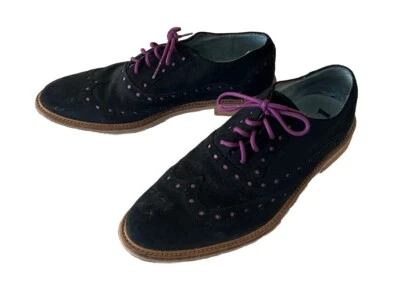 Sapato Oxford de Camurça Ponta de Asa Camurça Azul EUA 10 - Imagem 1 de 4