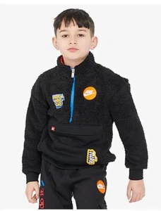 Nike Boys 1/2 Zip Sherpa Jacket Black Size 6 86I373-023 - Picture 1 of 4