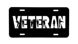 Military Veteran. All Services Laser Engraved Aluminum Car Tag/License Plate. - Picture 1 of 3