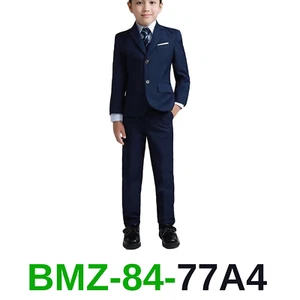 YuanLu Boys Colorful Formal Suits 5 Piece Slim Fit Dresswear Suit, Navy Blue, 7 - Picture 1 of 7