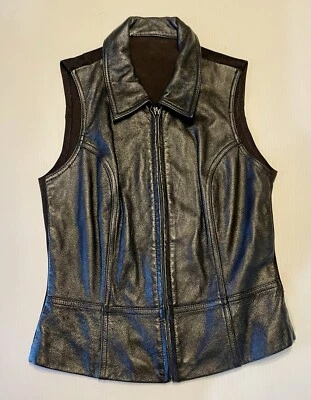 Chaleco Wilsons Máxima Vintage Moto Motociclista Cremallera Completa Cuero Negro Talla Mediana Foto 1 de 4