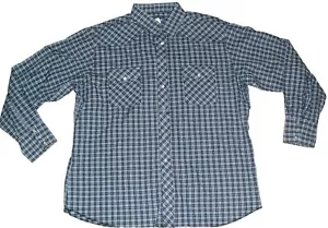 Wrangler Western Mens Pearl Buttons Blue Plaid Long Sleeve Shirt sz. XL New - Picture 1 of 4