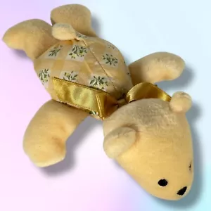 North American Bear Co Flatso Rattle Yellow w/ Floral Design Flatobearius Plush - Picture 1 of 10
