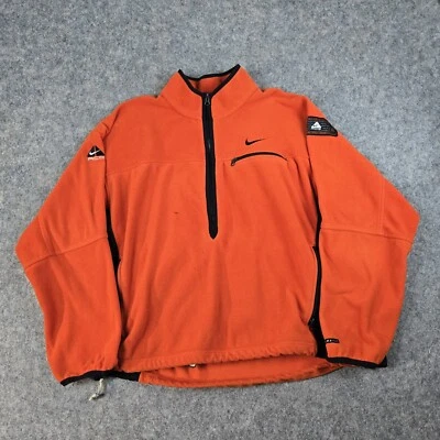 VTG Nike ACG 1/2 Zip Fleece Mens XL Orange Black Lightweight 90s Swoosh Pocket - Image 1 of 4