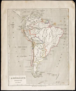 1840ca - Carte ancienne Amérique Méridionale, du Sud (Soulice, Houzé) - Imagen 1 de 1