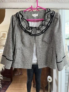Ann Taylor Damenjacke schwarz gefleckt 3 Augen Haken gefütterter Blazer 10 - Bild 1 von 10