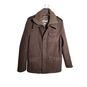 SCHOTT Hombre Chaqueta de Lana Abrigo Talla Grande Marrón Bolsillos Carga - Imagen 1 de 8