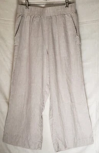 Tahari 100% Linen Sand Palazzo Pant Size M Max 36" Hip Elastic Waist - Picture 1 of 7