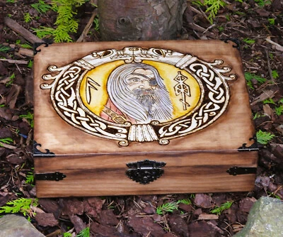 Holzkästchen Schatulle Holzkiste Holz Kästchen Kiste Odin Wikinger Viking - Bild 1 von 3