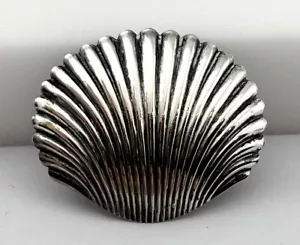 Vintage Sterling Silver Michele Fluted Shell Seashell Brooch Pin Marked - Picture 1 of 7