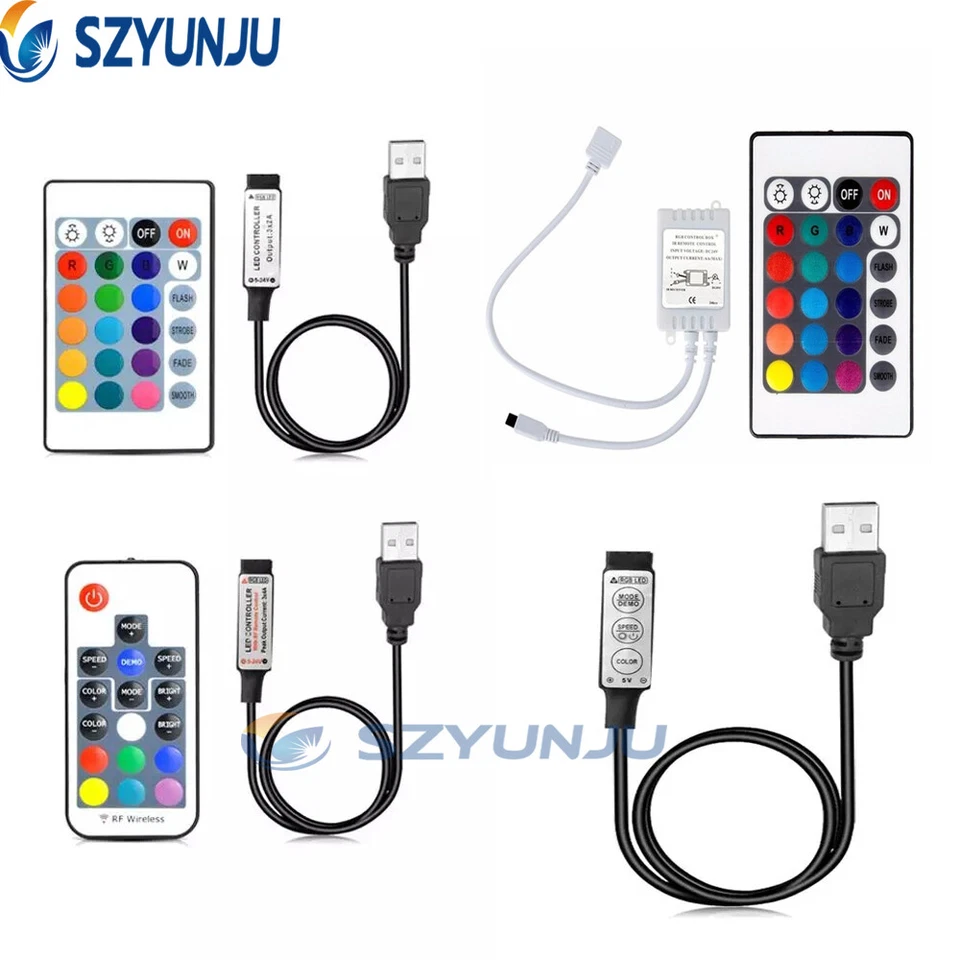 Mini 3/17/24/20/44 Key IR Remote Controller For 5050 3528 RGB LED Strips Lights - Image 1 of 1