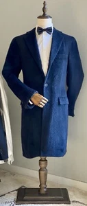One-of-a-kind Deep Blue Shaved Alpaca Brioni Overcoat Size 40R/42R US - RRP $15k - Picture 1 of 17