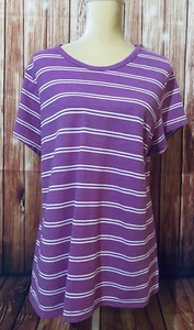 Women’s XXL Blouse T Shirt Short Sleeves Crew Neck Heliotrope  - Picture 1 of 11