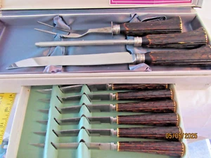 Vintage Washington Forge Stainless Set 3+6 Steak Knives w/ CASE - Picture 1 of 5