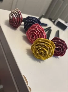 Set Of 5 Bouquet Of Handmade Duct Duck Tape Rose Flower Pens Free Shipping NEW - Picture 1 of 10