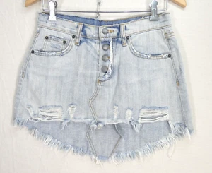 Carmar Denim Skirt Mini Jean Distressed Ripped Summer Hi Low Hem Size 25 - Picture 1 of 16