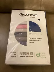 DECONOVO FOIL PRINTED BLUE THERMAL INSULATED BLACKOUT CURTAINS - 38"X54" (NIP) - Picture 1 of 5