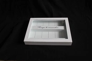 MEMORY BOX,WHITE WOOD ,GLASS TOP TRINKET BOX /THINGS TO REMEMBER BOX,KEEPSAKES - Picture 1 of 3