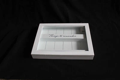 MEMORY BOX,WHITE WOOD ,GLASS TOP TRINKET BOX /THINGS TO REMEMBER BOX,KEEPSAKES - Image 1 of 3