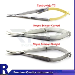Tijeras quirúrgicas dentales micro noyes resorte rectas y curvas Castroviejo TC - Imagen 1 de 4