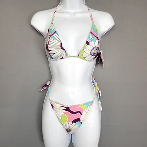 Cia Maritima bikini donna grande floreale neoprene costume da bagno cravatta laterale semi sfacciato - Foto 1 di 14