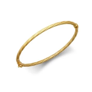 9ct Yellow Gold Fancy Textured Bangle Hoop Bracelet Sparkle Effect 9K 375 Italy - Picture 1 of 1