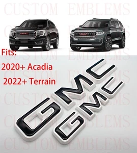 Front & Rear GMC Black White OVERLAY Emblem Badge Fit GMC Acadia Terrain - Picture 1 of 6