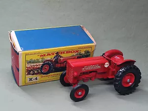 MATCHBOX KING SIZE NO. K4 INTERNATIONAL TRACTOR RED BODY RED WHEELS WITH BOX - Picture 1 of 9