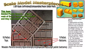 Palets y patines de madera (18+9 en total) modelo a escala HO obras maestras/Yorke *NUEVO* - Imagen 1 de 12