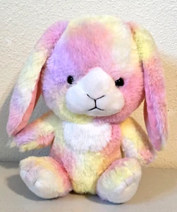 Daiso Kawaii Pastel Tie-Dye BUNNY RABBIT Pink Yellow Stuffed Animal Plush 11" - Picture 1 of 5