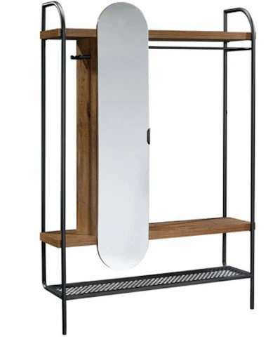 new Sauder Boulevard Cafe Hanging Wardrobe, Black finish with Vintage Oak Accent Cover