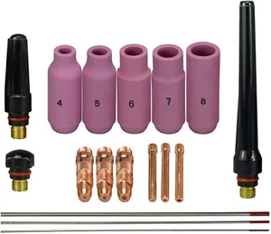 2 Percent Thoriated Tungsten & TIG Collets Body Alumina Nozzle Ceramic Cup Kit - Picture 1 of 8