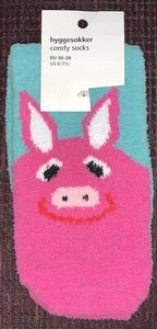 WOMENS COMFY SOCKS PRETTY PINK PIG SIZE 6-7 1/2 SOFT PLUSH SUPER CUTE!! - Picture 1 of 2