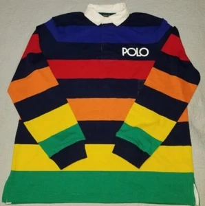 Polo Ralph Lauren Rudgy Spectre Rainbow Striped Long Sleeve Polo Size Large - Bild 1 von 7
